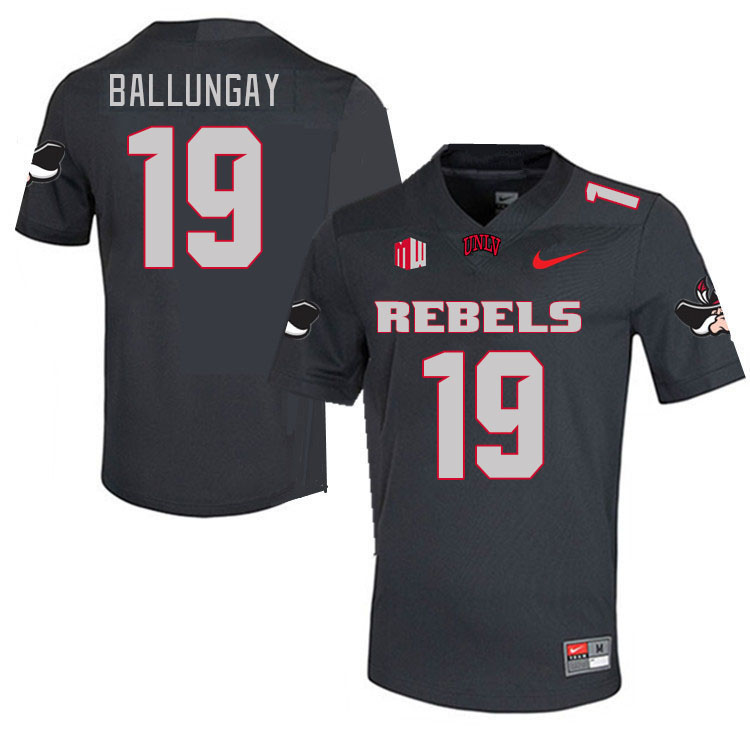 Men #19 Kaleo Ballungay UNLV Rebels 2023 College Football Jerseys Stitched-Charcoal
